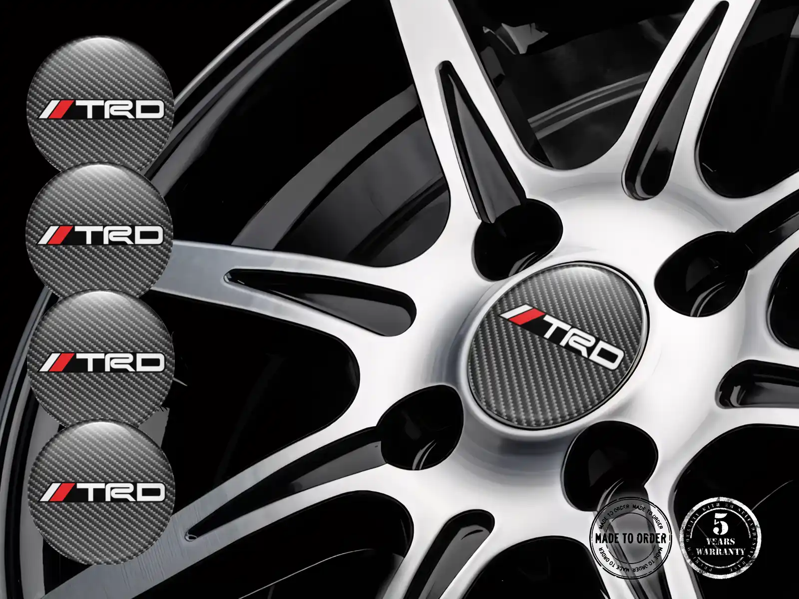 Toyota TRD Pegatinas de Aro Estilo Insignias Bombadas Tapacubos